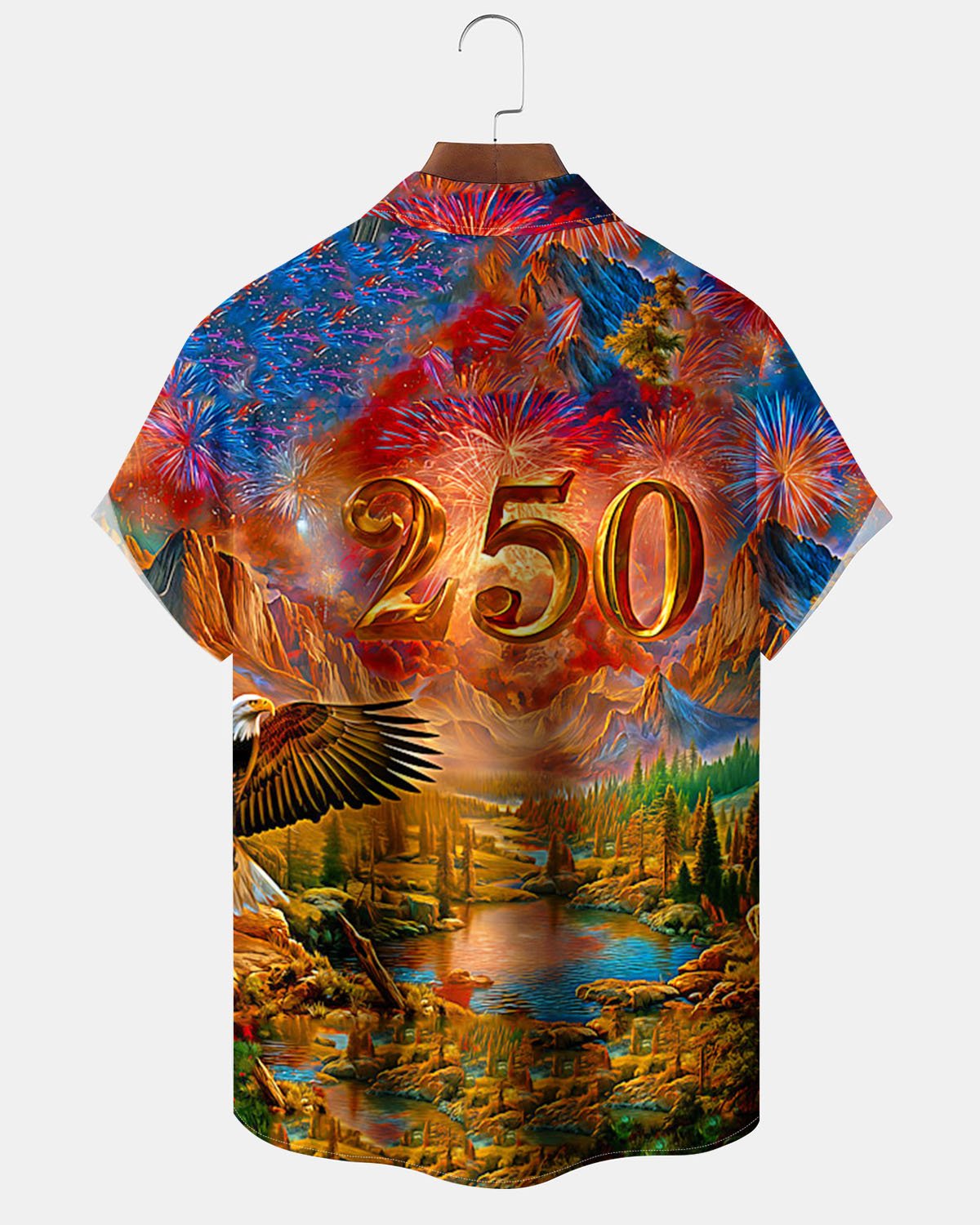 Alohadaddy® USA 250th Anniversary Men's Short-Sleeve Shirt with Art Print Buttons and Pockets - Big & Tall