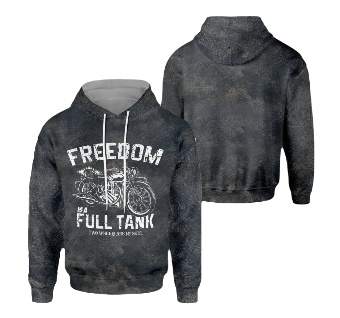 Motorcycle Hoodie Motorcycle Freedom Is A Full Tank Hoodie Gray Unisex - Cozy Hoodie For Cold Weather