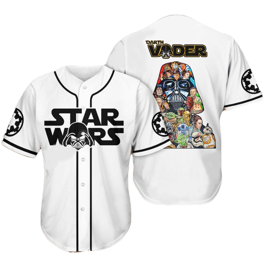 Star Wars Baseball Jersey Darth Vader Characters Art Star Wars Jersey Shirt White Unisex Adult New Release