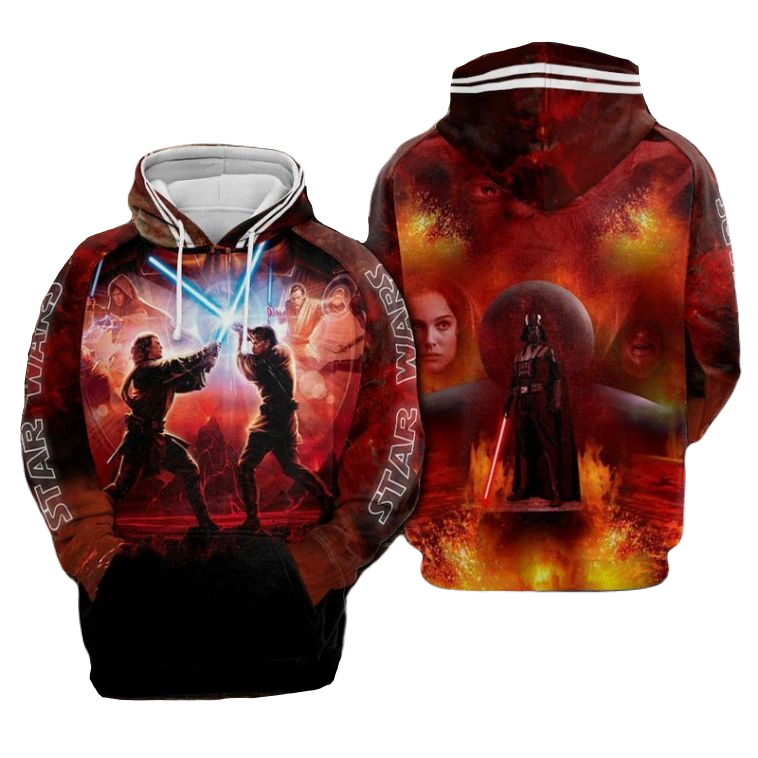 Starwars Hoodie Duel On Mustafar Graphic Hoodie Orange Unisex