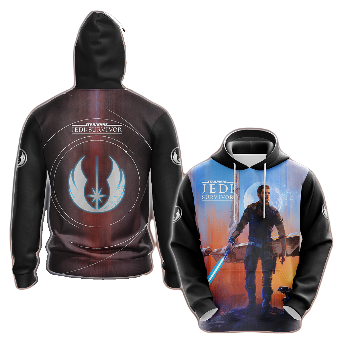 Starwars Hoodie Jedi Survivor Graphic Hoodie Black Blue Unisex