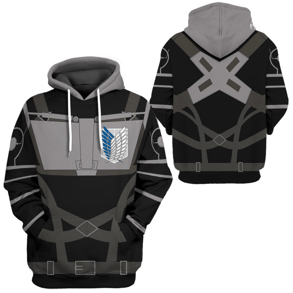 Attack On Titan Hoodie Scouting Legion Final Season Costume Hoodie Black Unisex - Cozy Hoodie For Cold Weather