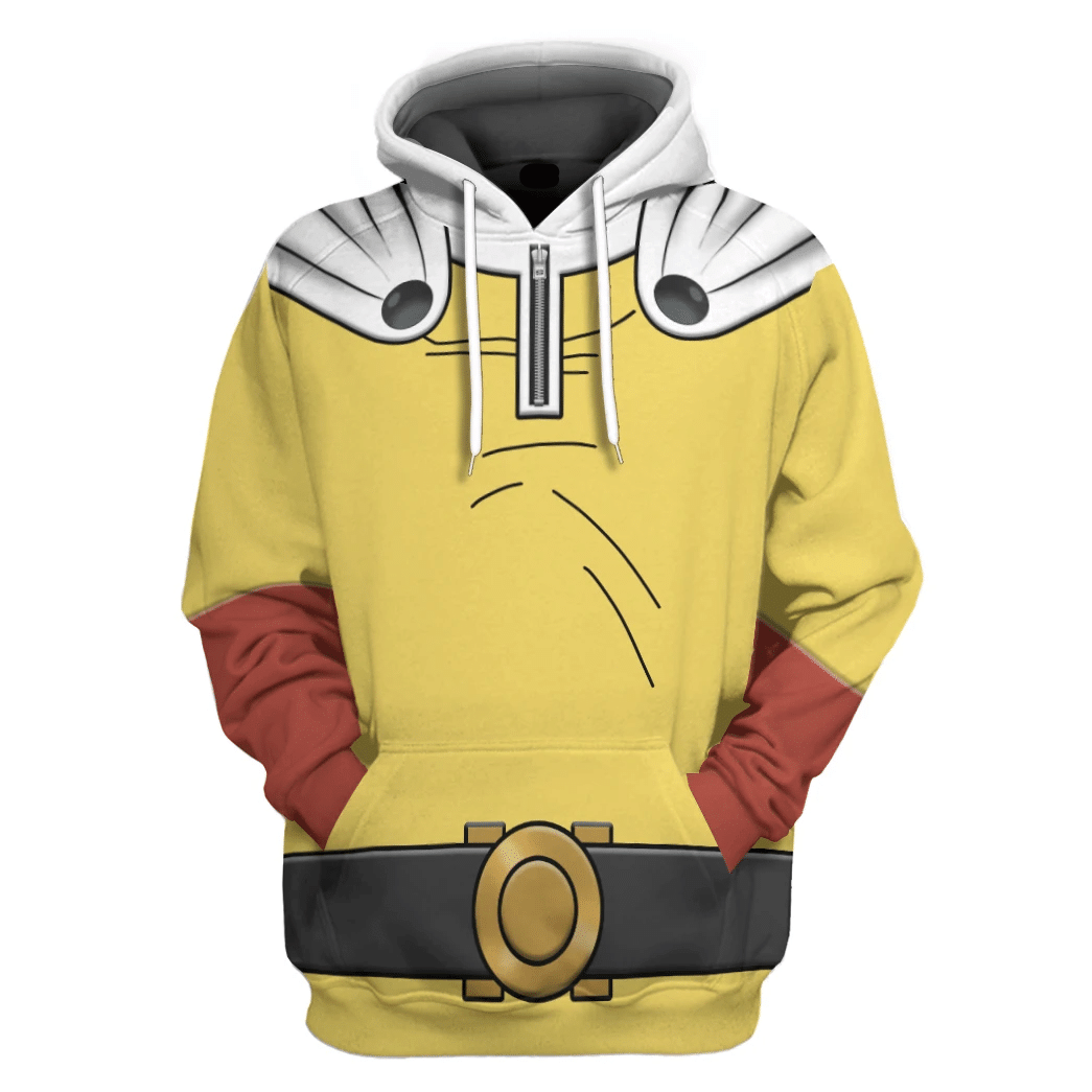One Punch Man Hoodie Saitama One Punch Man Costume T-Shirt White Yellow Unisex Adults New Release - Trendy Gift For Men & Women