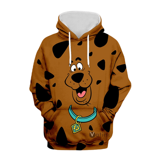 Scooby Doo Hoodie Scooby Doo Face Fur Pattern T-Shirt Brown Unisex - Trendy Gift For Men & Women