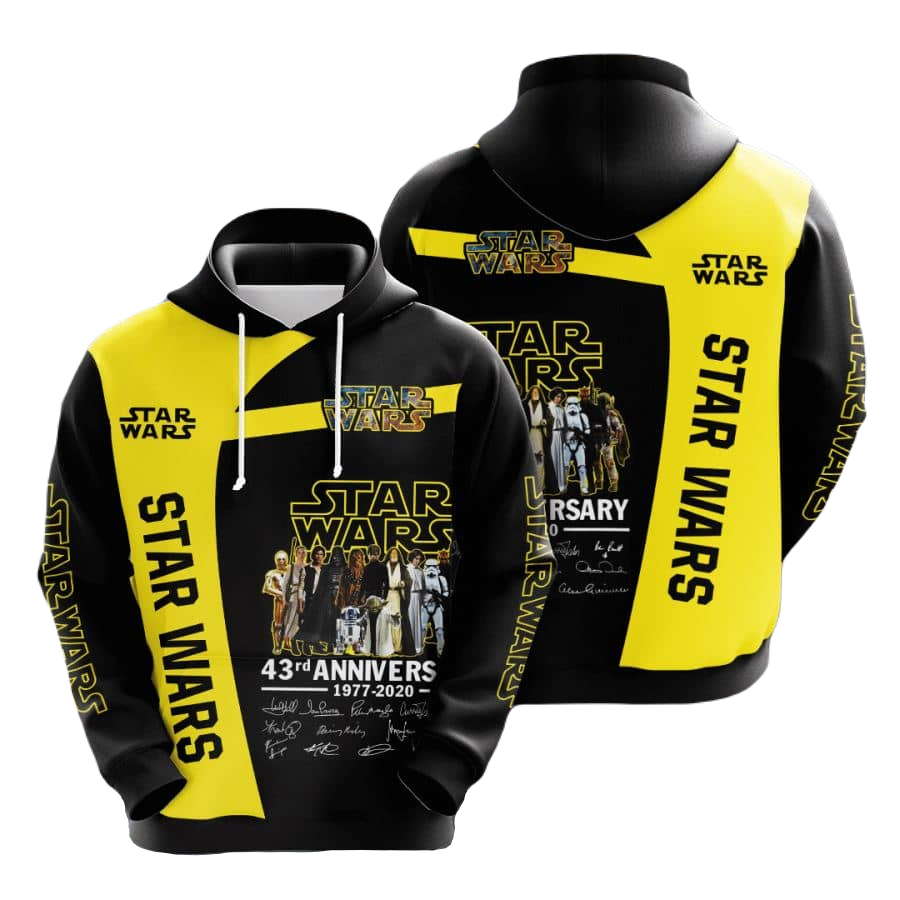 Starwars Hoodie Starwars Anniversary Character Hoodie Black Yellow Unisex