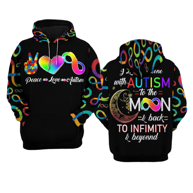 Autism Hoodie I Love Someone With Autism To The Moon Hoodie Black Unisex - Cozy Hoodie For Cold Weather