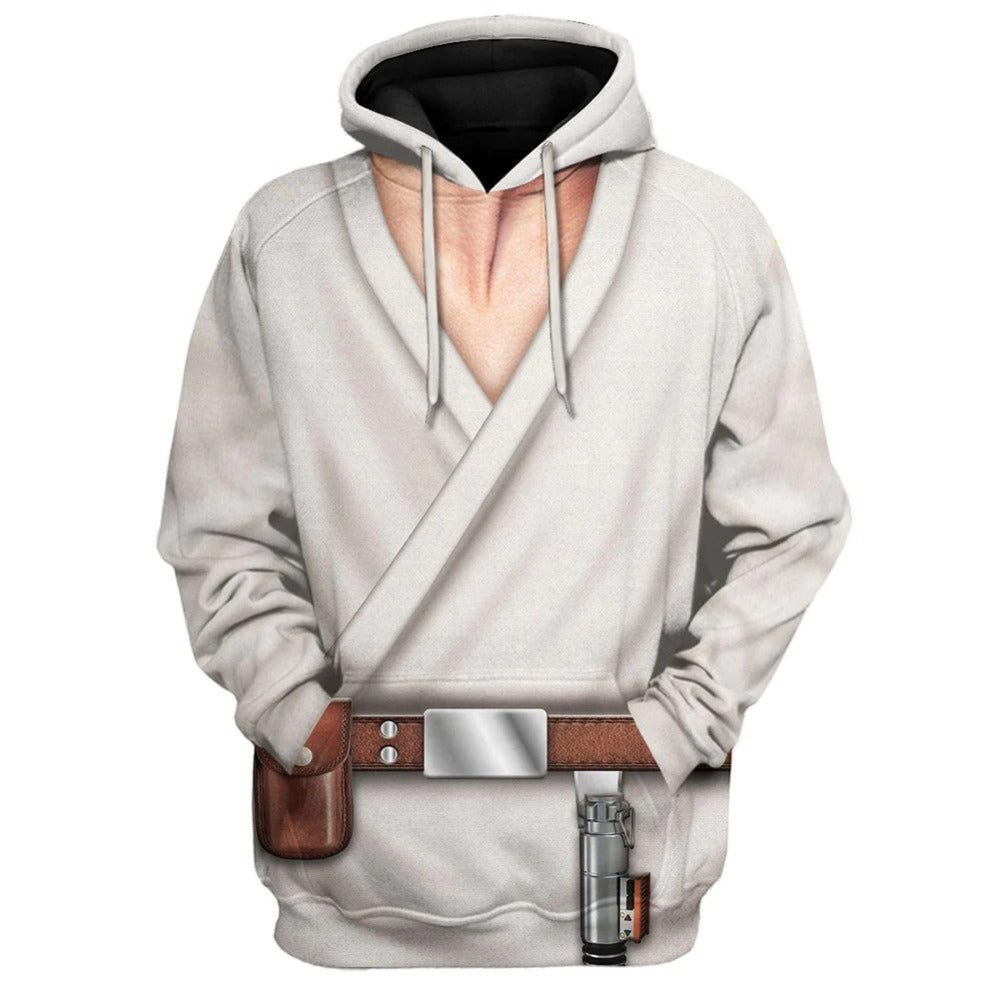 Starwars Hoodie Luke Skywalker Costume Starwars Cosplay Hoodie White Unisex Adults - Cozy Hoodie For Cold Weather