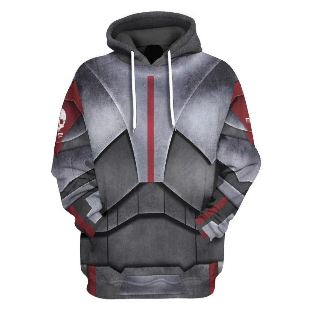 Starwars Hoodie The Bad Batch Armor Costume Starwars Cosplay T-Shirt Gray Silver Unisex Adults - Trendy Gift For Men & Women