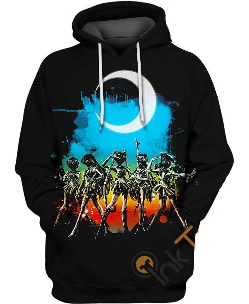 Sailor Moon Hoodie Sailor Moon Team Poses Blue Orange Black Hoodie