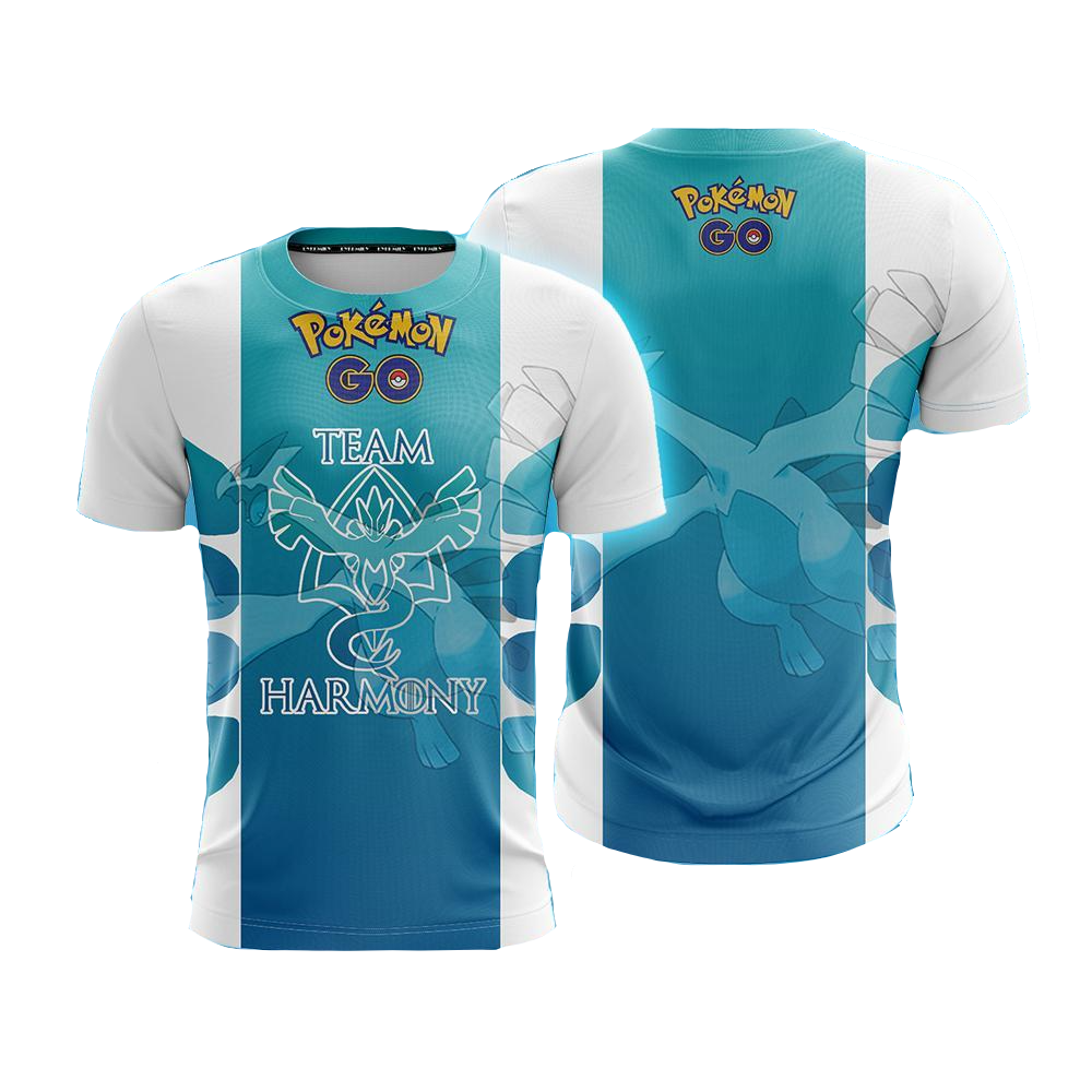 Pokemon T-Shirt Lugia Team Harmony Pokemon Go T-Shirt Blue Unisex - Trendy Gift For Men & Women