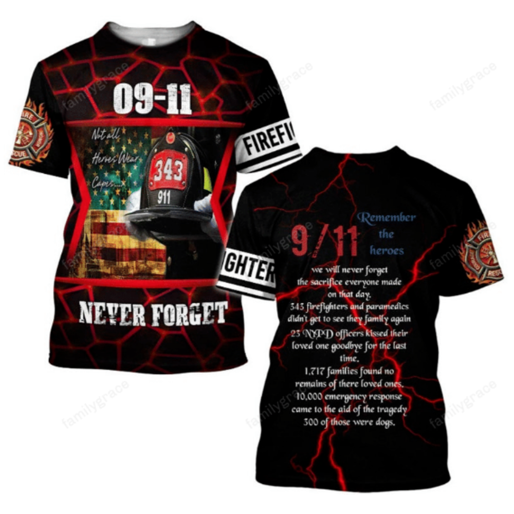 Patriot Day Hoodie Remember The Heroes We Will Never Forget 9/11 Firefighter Black Shirt Patriot Day Shirt - Trendy Gift For Men & Women
