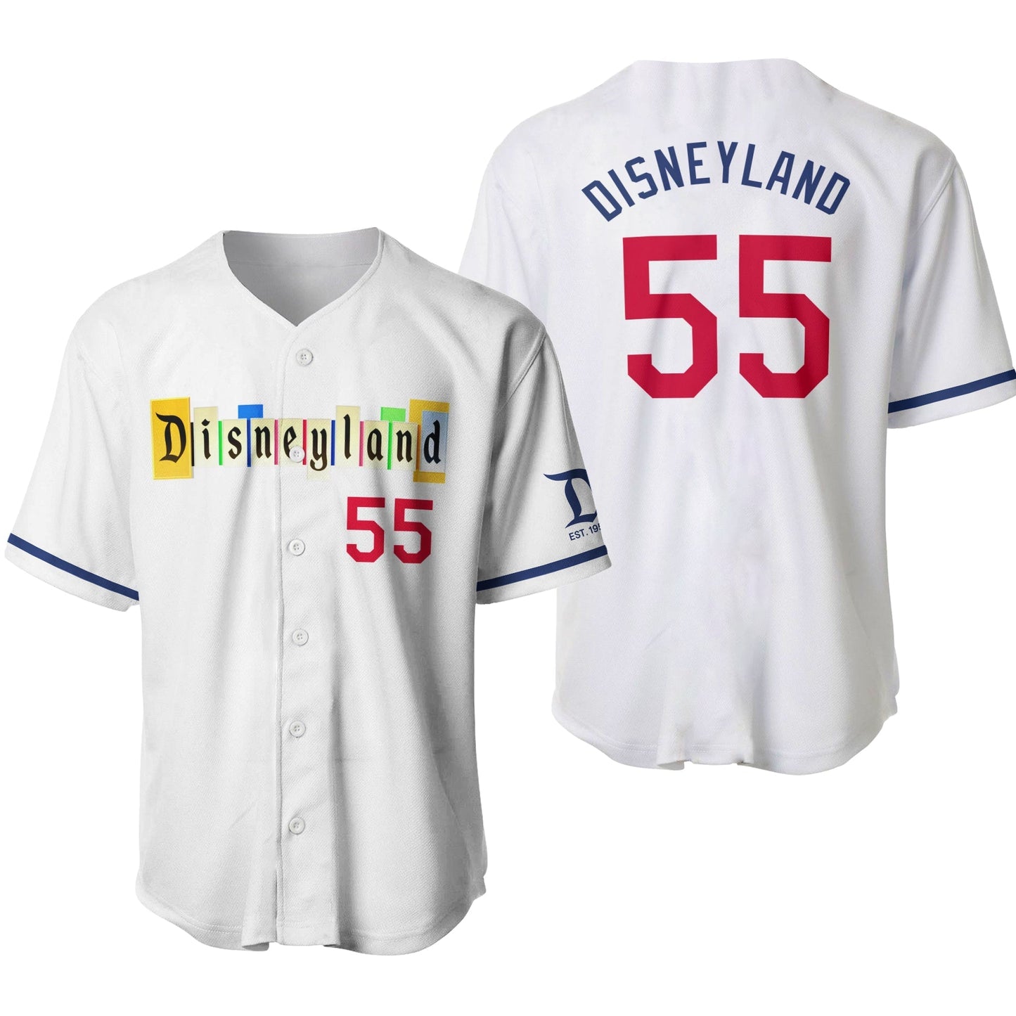 Disney Jersey Disneyland 55 Years Anniversary Graphic White Jersey Shirt Disney Baseball Disneyland Baseball