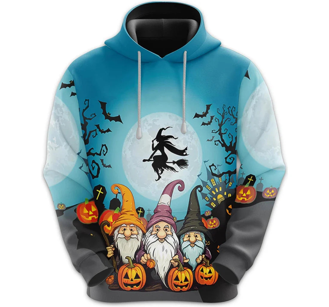Gnome Hoodie Gnome Halloween With Witch Hoodie Blue Unisex - Cozy Hoodie For Cold Weather