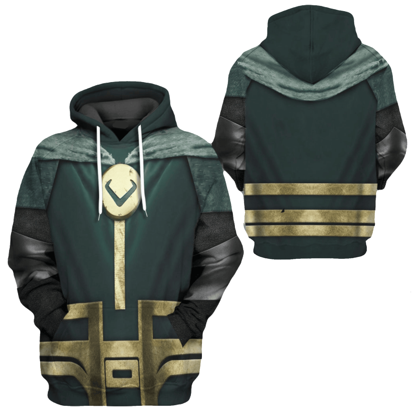 Loki Hoodie Loki Laufeyson Suit Costume T-Shirt Green Gold Unisex - Trendy Gift For Men & Women