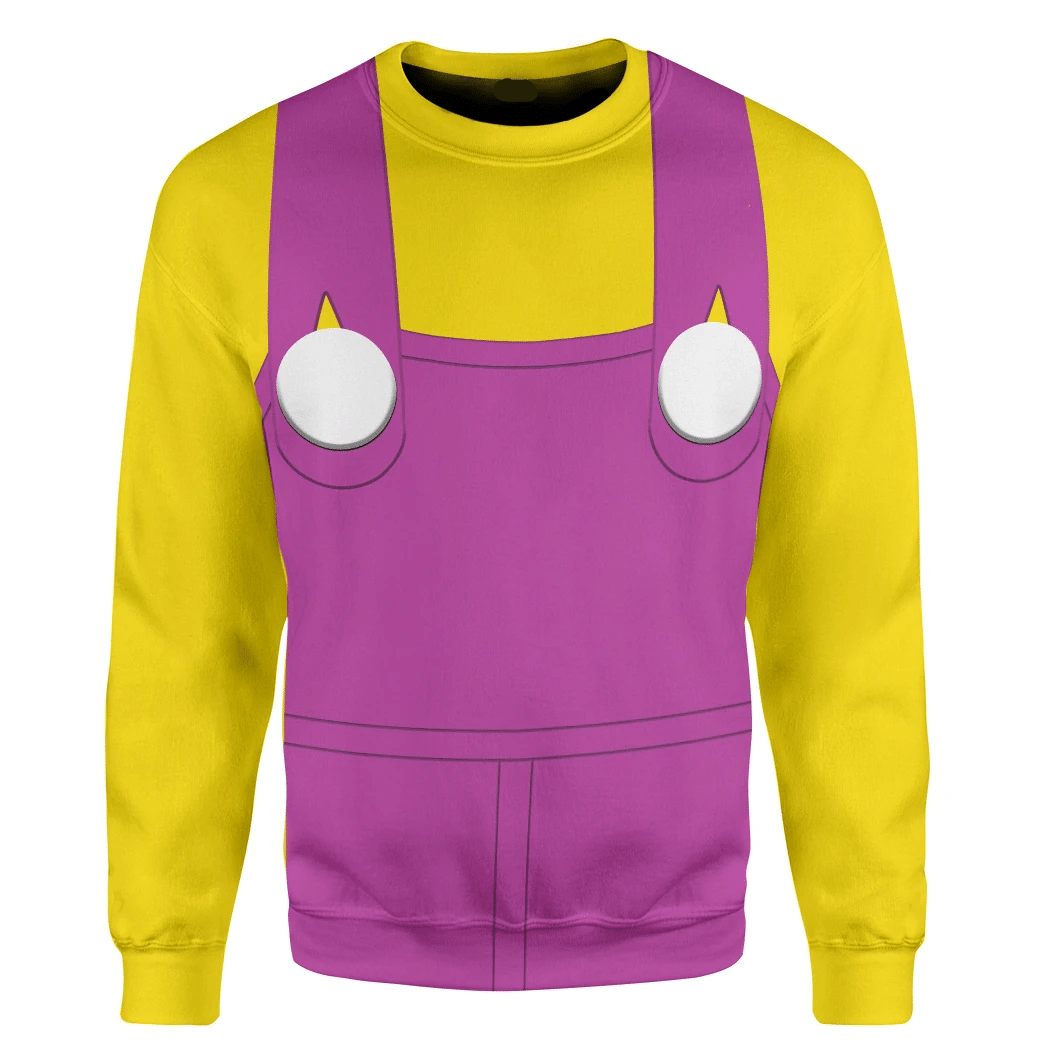 Super Mario Costume Hoodie Game Character Wario Costume T-Shirt Yellow Pink Unisex Adults - Trendy Gift For Men & Women