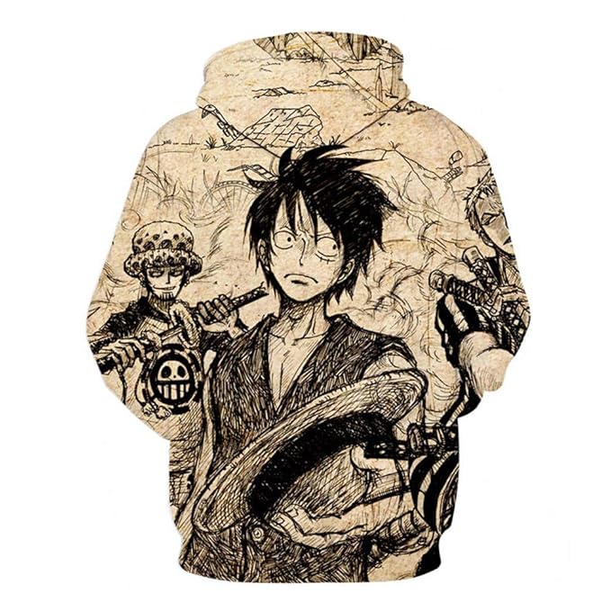One Piece Hoodie Vintage Luffy Law Zoro Graphic Hoodie Black Unisex - Cozy Hoodie For Cold Weather
