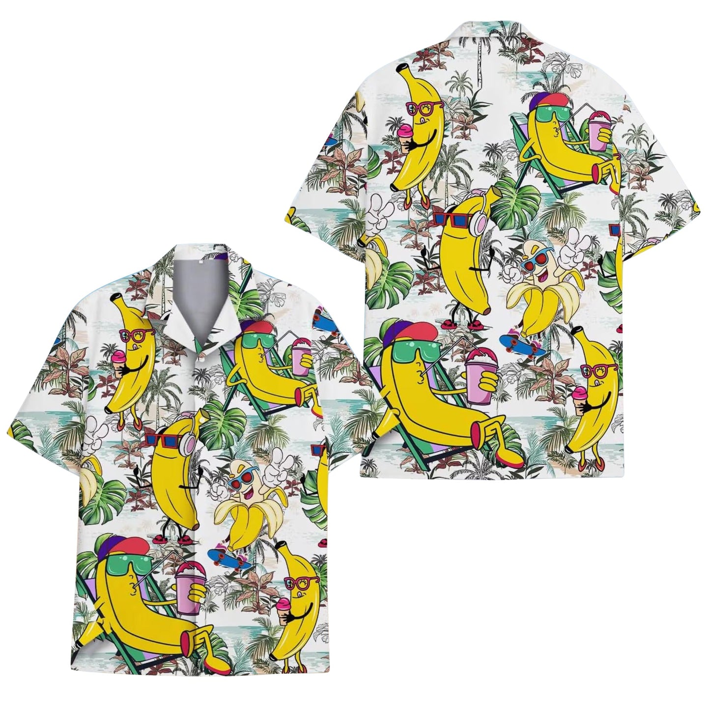 Funny Banana Hawaiian Shirt, Cool Cartoon Banana Aloha Shirt, Summer Beach Party Shirt