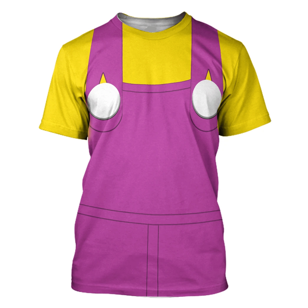 Super Mario Costume Hoodie Game Character Wario Costume T-Shirt Yellow Pink Unisex Adults - Trendy Gift For Men & Women