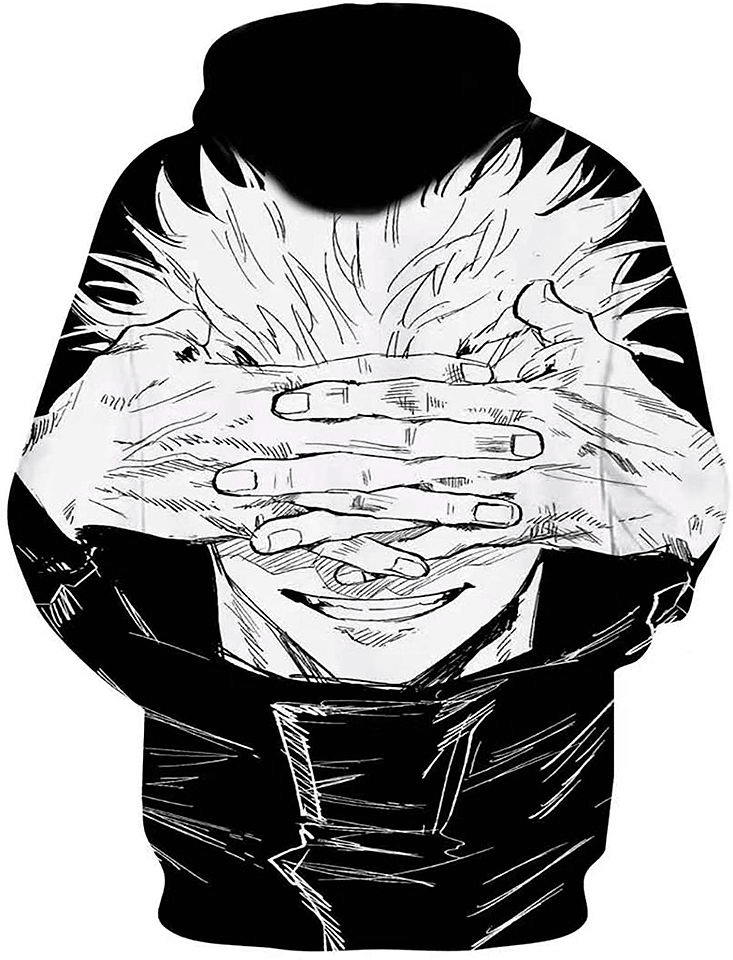 Jujutsu Kaisen Hoodie Jujutsu Kaisen Gojo Satoru Eyes Covering Hoodie Black White Unisex - Cozy Hoodie For Cold Weather