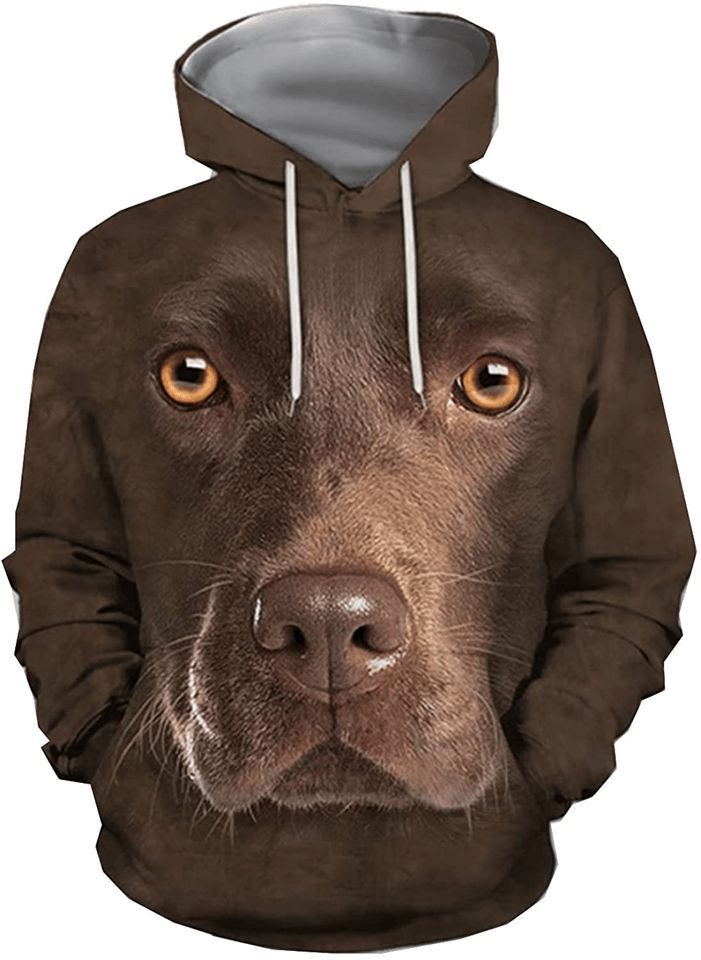Dog Hoodie Chocolate Labrador Face Hair Graphic Hoodie Brown Unisex - Cozy Hoodie For Cold Weather