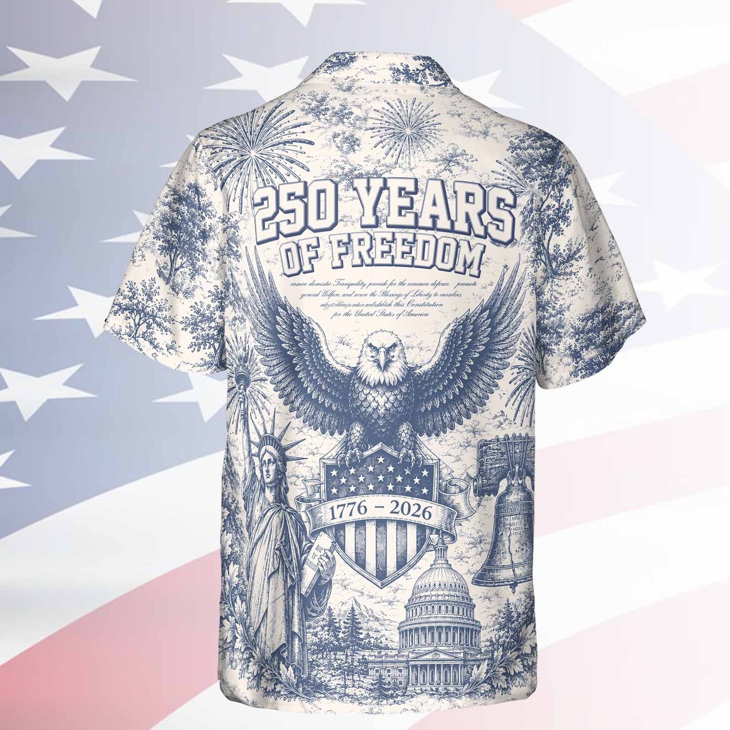 Vintage USA 250 Years Of Freedom Hawaiian Shirt, We The People Tee, Patriotic 4th Of July Hawaii Shirt 685098