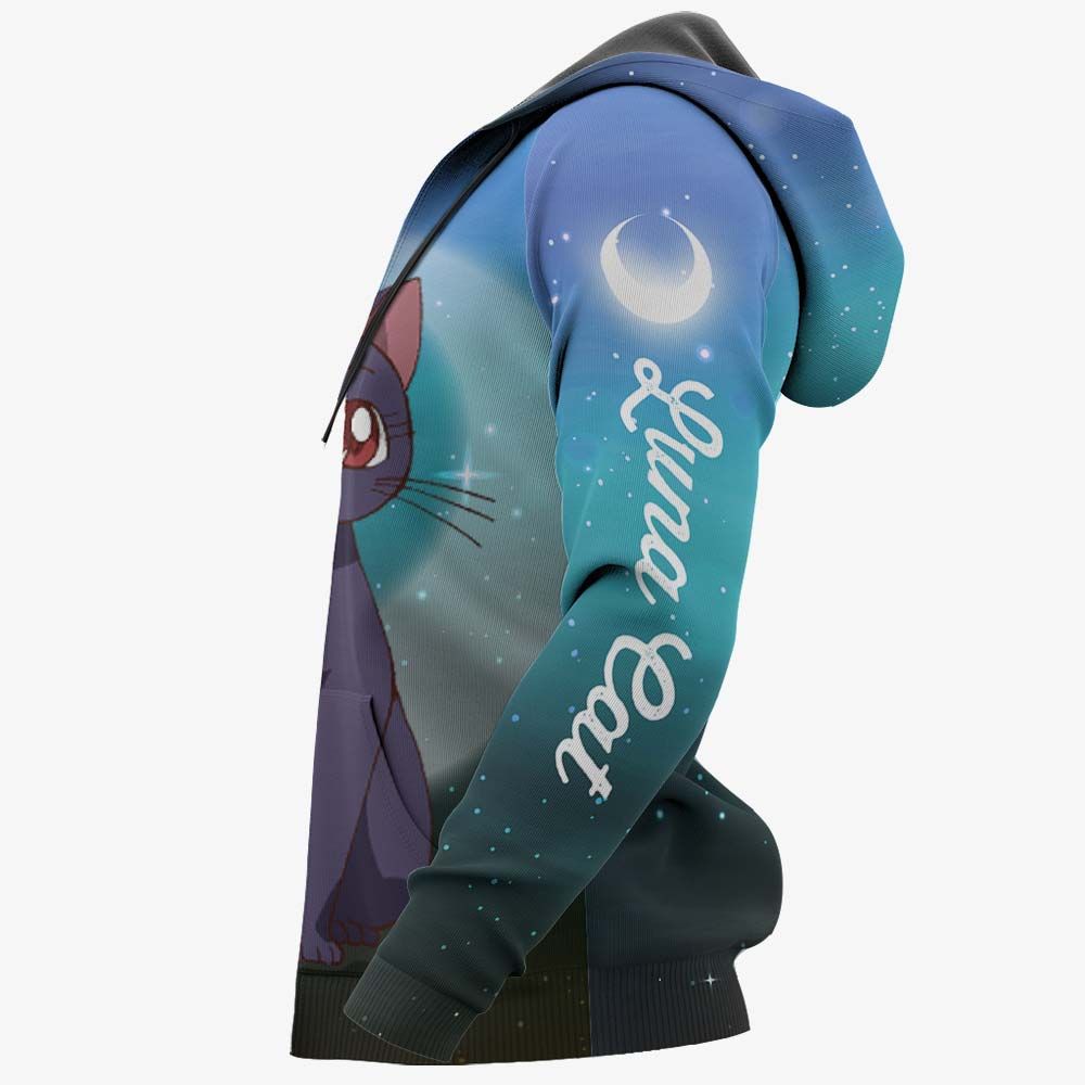 Sailor Moon Hoodie Luna Cat Cute Galaxy Blue Hoodie Anime Clothing