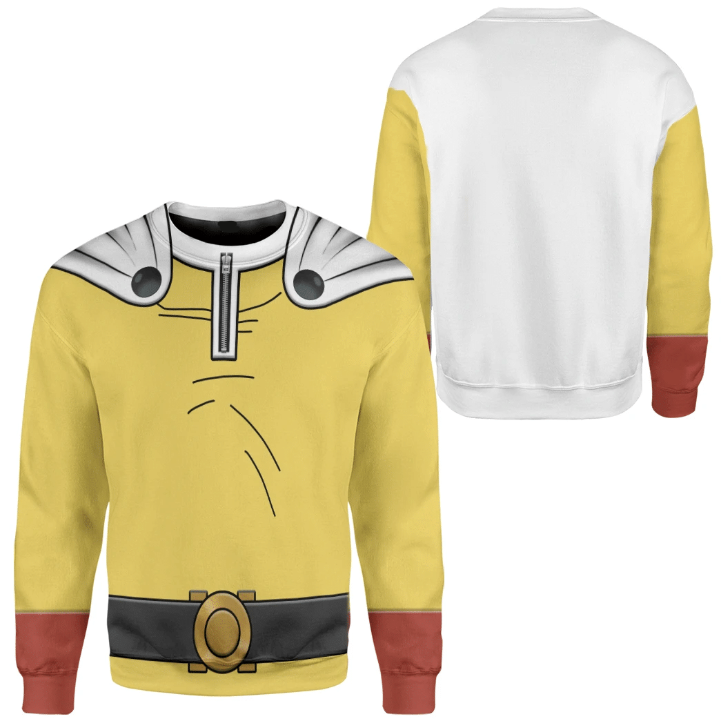 One Punch Man Hoodie Saitama One Punch Man Costume T-Shirt White Yellow Unisex Adults New Release - Trendy Gift For Men & Women