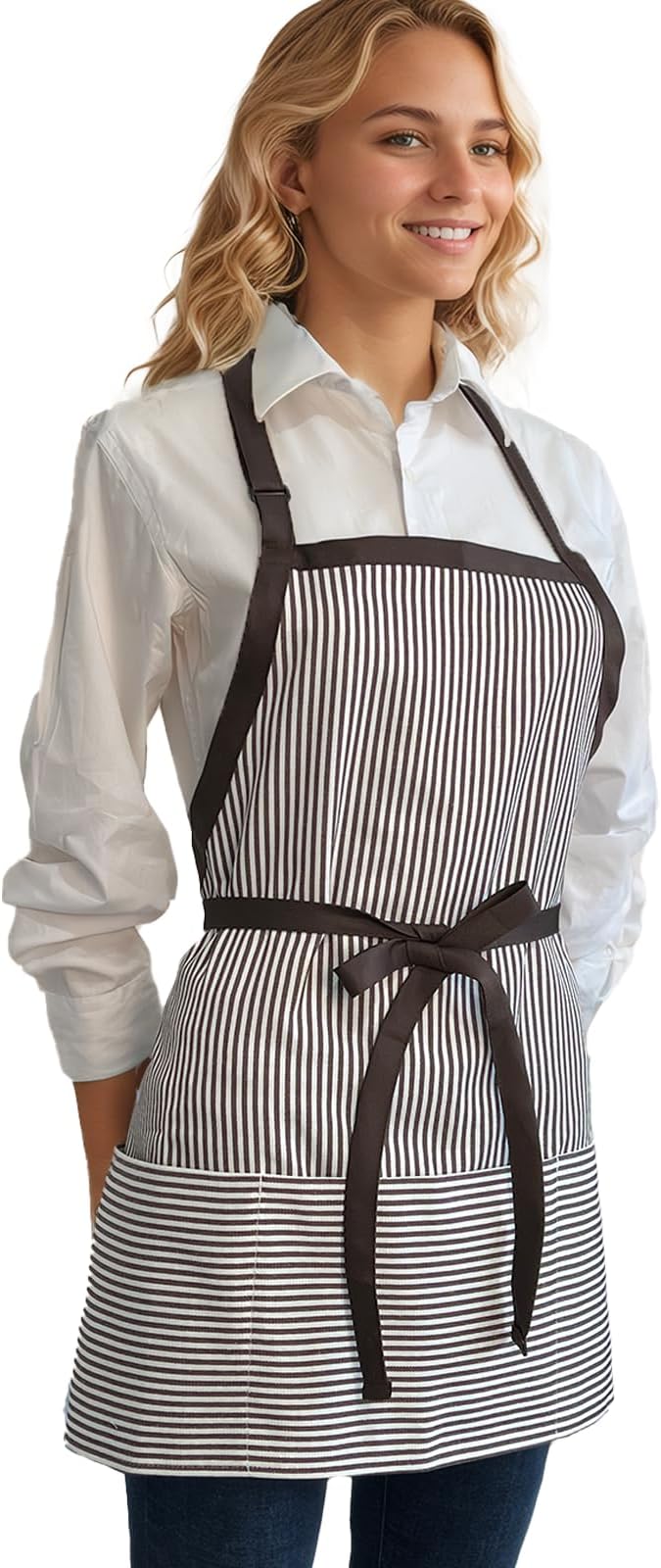 JustVero Kitchen Apron with 3 Pocket, Adjustable Server Apron