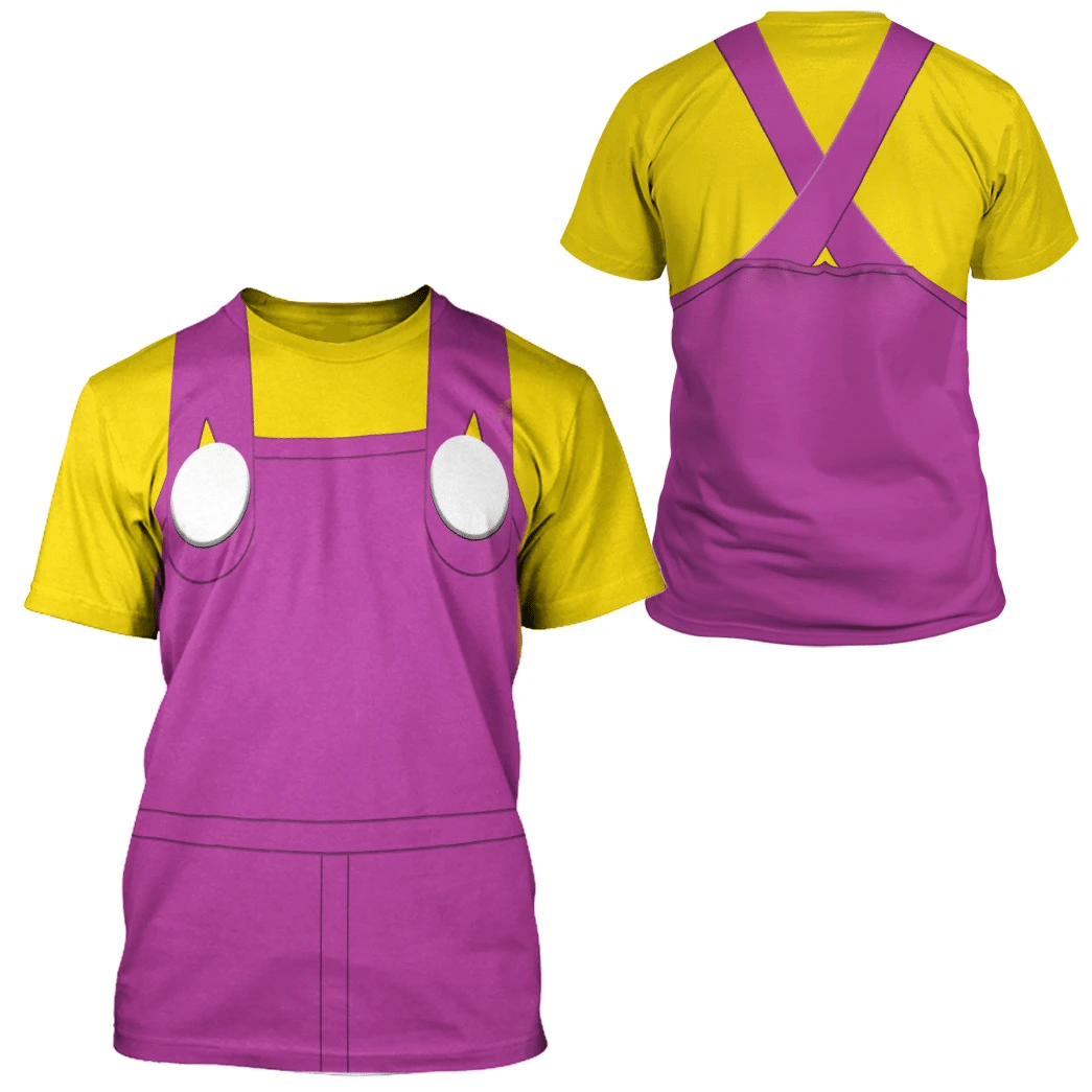 Super Mario Costume Hoodie Game Character Wario Costume T-Shirt Yellow Pink Unisex Adults - Trendy Gift For Men & Women