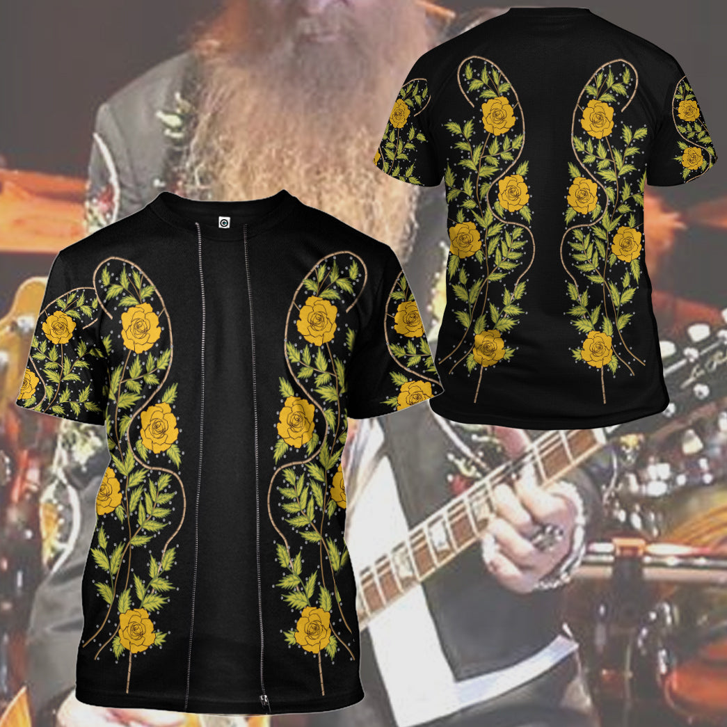 Yellow Roses ZZ Top Apparel T-Shirt 3D For Men & Women
