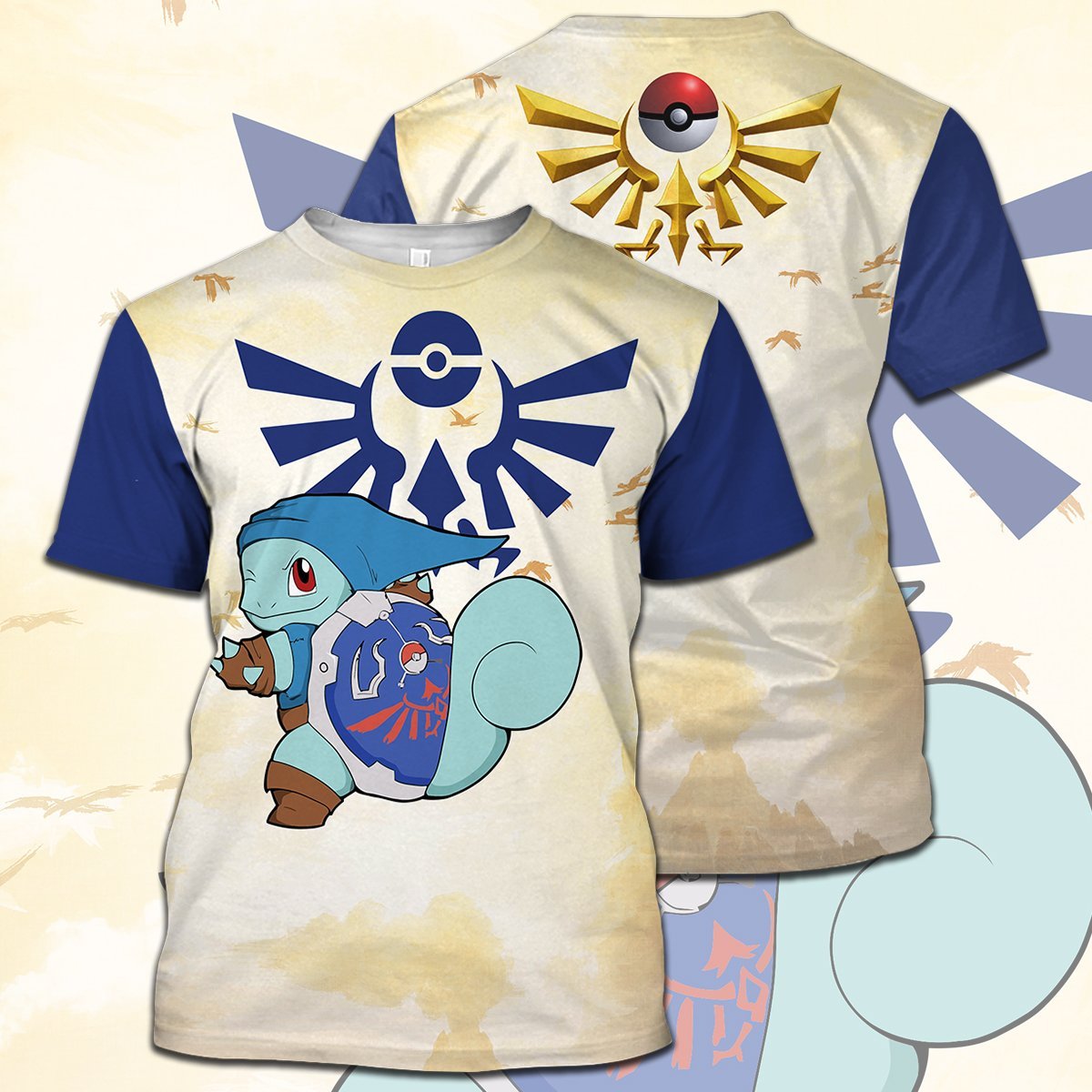 Legend Of Zelda Pokemon Shirt Pokemon Squirtle Link Crossover Hyrule Symbol T-shirt Legend Of Zelda Hoodie