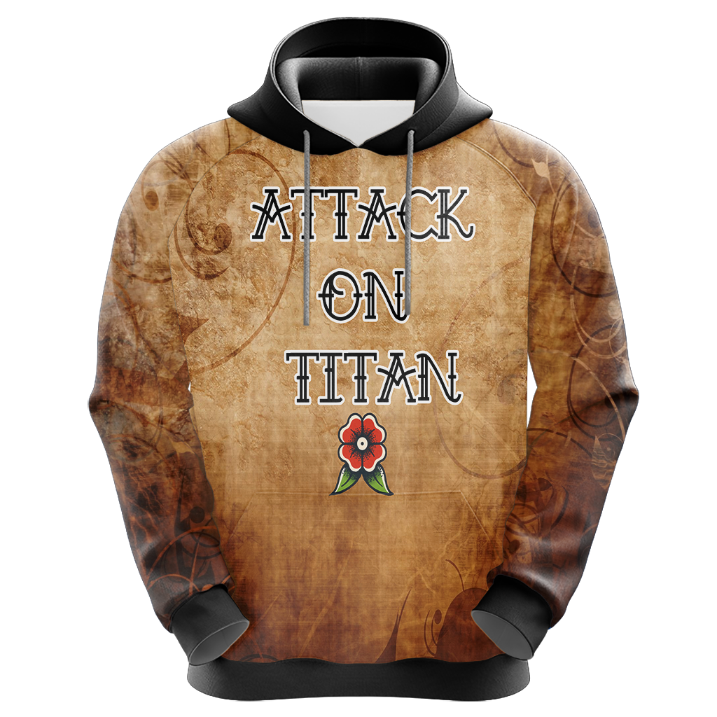 Attack On Titan Hoodie Attack On Titan Garrison Flower Hoodie Brown Unisex - Cozy Hoodie For Cold Weather