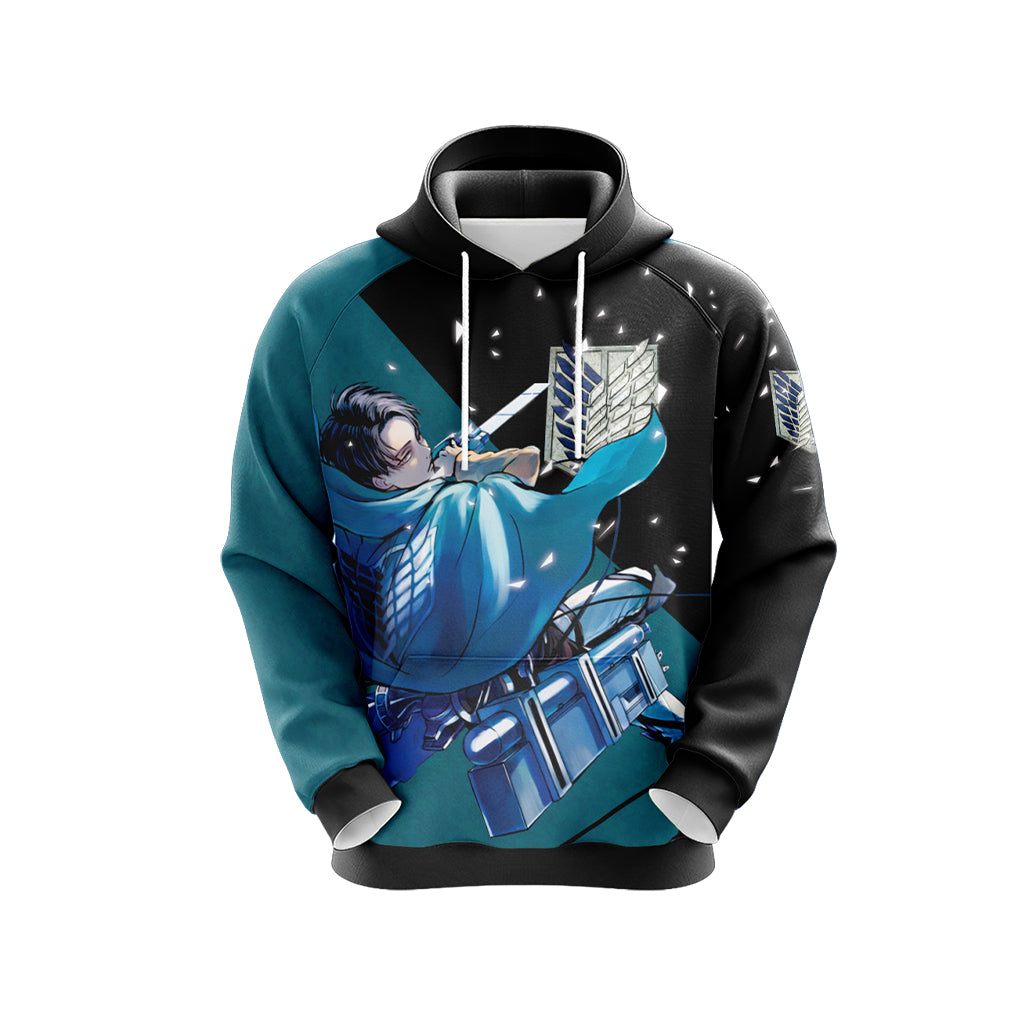 Attack On Titan Hoodie The Captain Levi Ackerman Graphic Hoodie Blue Black Unisex - Cozy Hoodie For Cold Weather