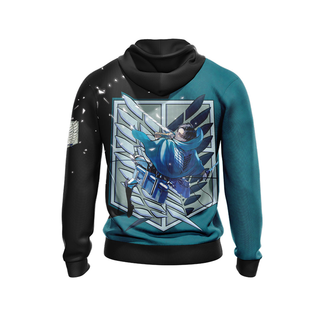 Attack On Titan Hoodie The Captain Levi Ackerman Graphic Hoodie Blue Black Unisex - Cozy Hoodie For Cold Weather