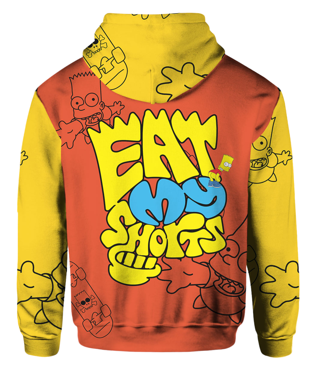 The Sympsons Hoodie Bart Simpson Eat My Shorts Hoodie Orange Yellow Unisex - Cozy Hoodie For Cold Weather