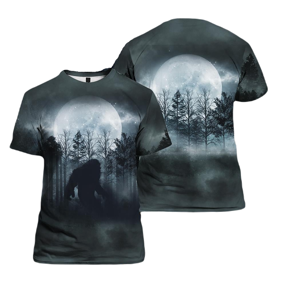 Bigfoot Hoodie Bigfoot In The Night Moonlight T-Shirt Black Unisex - Trendy Gift For Men & Women