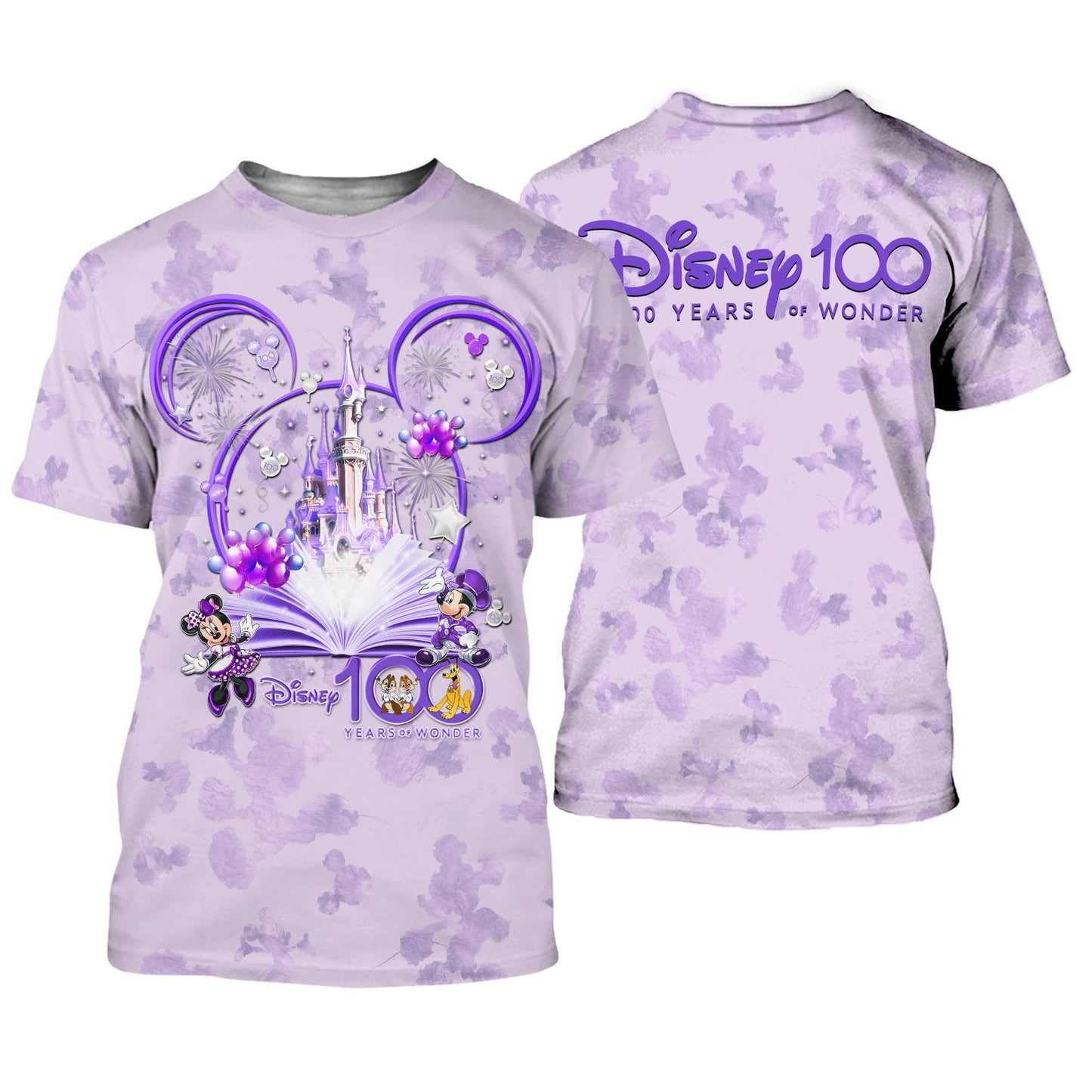 Disney T-Shirt Mk Minnie Friends Castle Disney 100 Years Of Wonder T-Shirt Purple Unisex Adults New Release - Trendy Gift For Men & Women