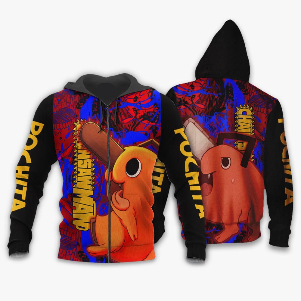 Chainsaw Man Zip Hoodie Chainsaw Man Pochita Zip Hoodie Colorful Unisex - Cozy Hoodie For Cold Weather
