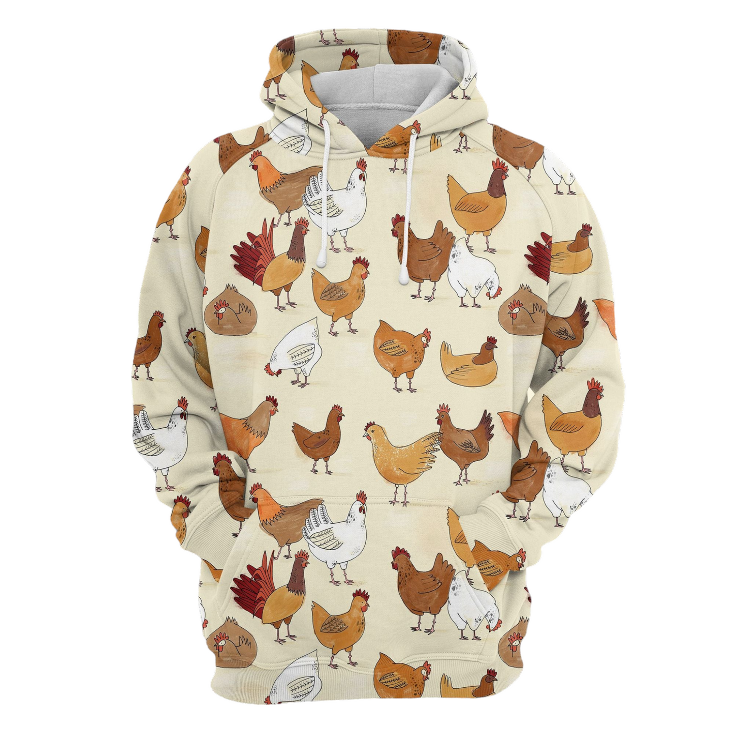 Chicken Hoodie Cartoon Chicken Family Pattern Hoodie Colorful Unisex - Cozy Hoodie For Cold Weather