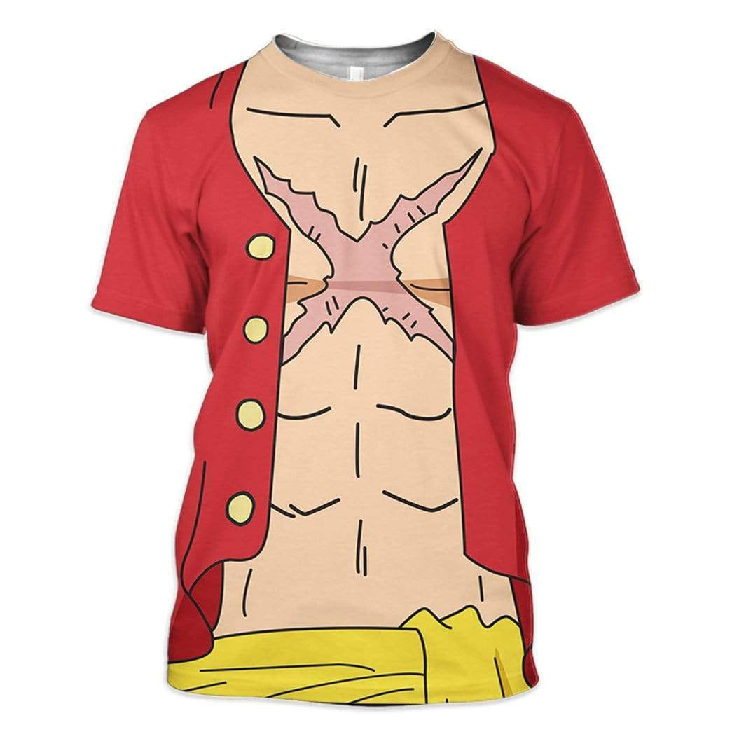 One Piece Hoodie One Pieace Luffy Main Character Costume T-Shirt Red Unisex - Trendy Gift For Men & Women