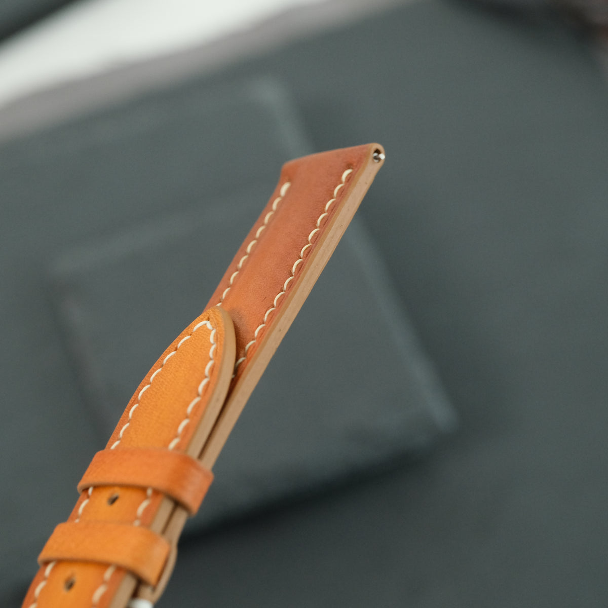 Tan Brown Patina Cowhide Leather Watch Strap — original product photo
