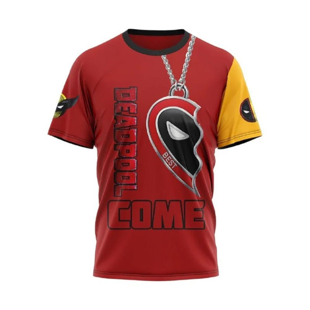 Deadpool T-Shirt Marvel Deadpool And Wolverine Come Together T-Shirt Red Yellow Unisex - Trendy Gift For Men & Women