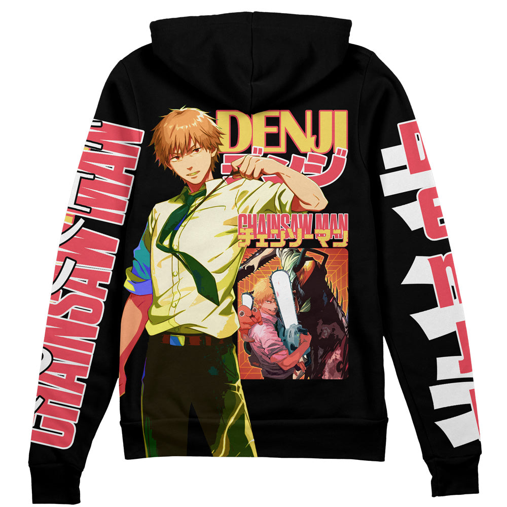 Chainsaw Man Zip Hoodie Denji Main Character Chainsaw Man Zip Hoodie Black Unisex - Cozy Hoodie For Cold Weather