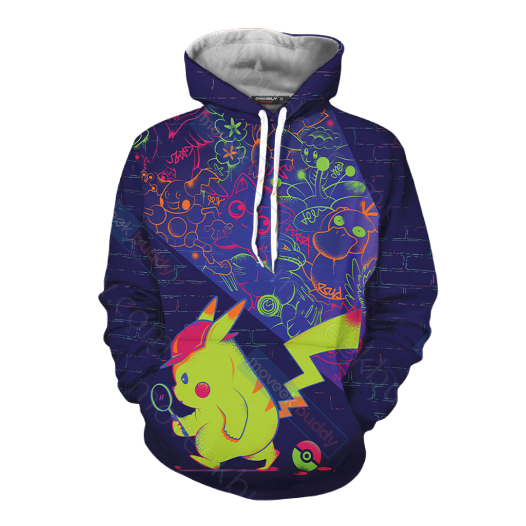 Pokemon Hoodie Detective Pikachu Finding Evidents Hoodie Dark Blue Unisex - Cozy Hoodie For Cold Weather