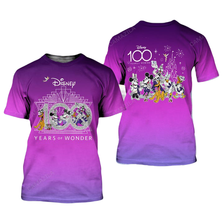 Disney Hoodie Diamond Disney 100 Years Of Wonder T-Shirt Pink Unisex Adults New Release - Trendy Gift For Men & Women