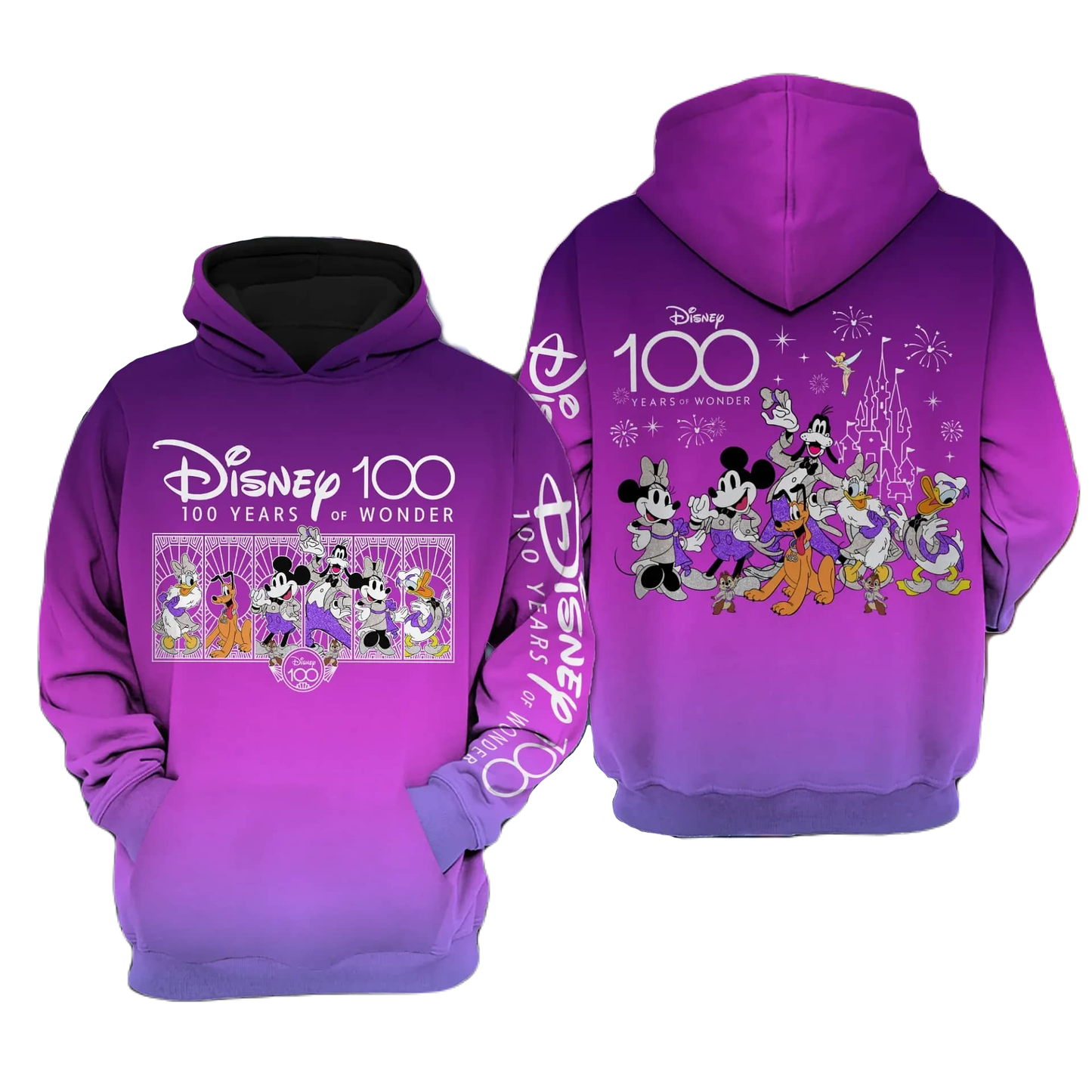 Disney Hoodie Character Cards Disney 100 Years Of Wonder Hoodie Pink Unisex Adults New Release - Cozy Hoodie For Cold Weather