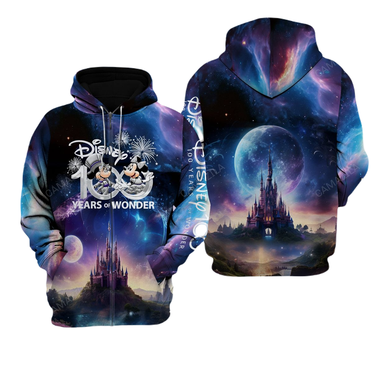 Disney Zip Hoodie Mk And Minnie Disney 100 Years Of Wonder Zip Hoodie Colorful Unisex Adults New Release - Cozy Hoodie For Cold Weather