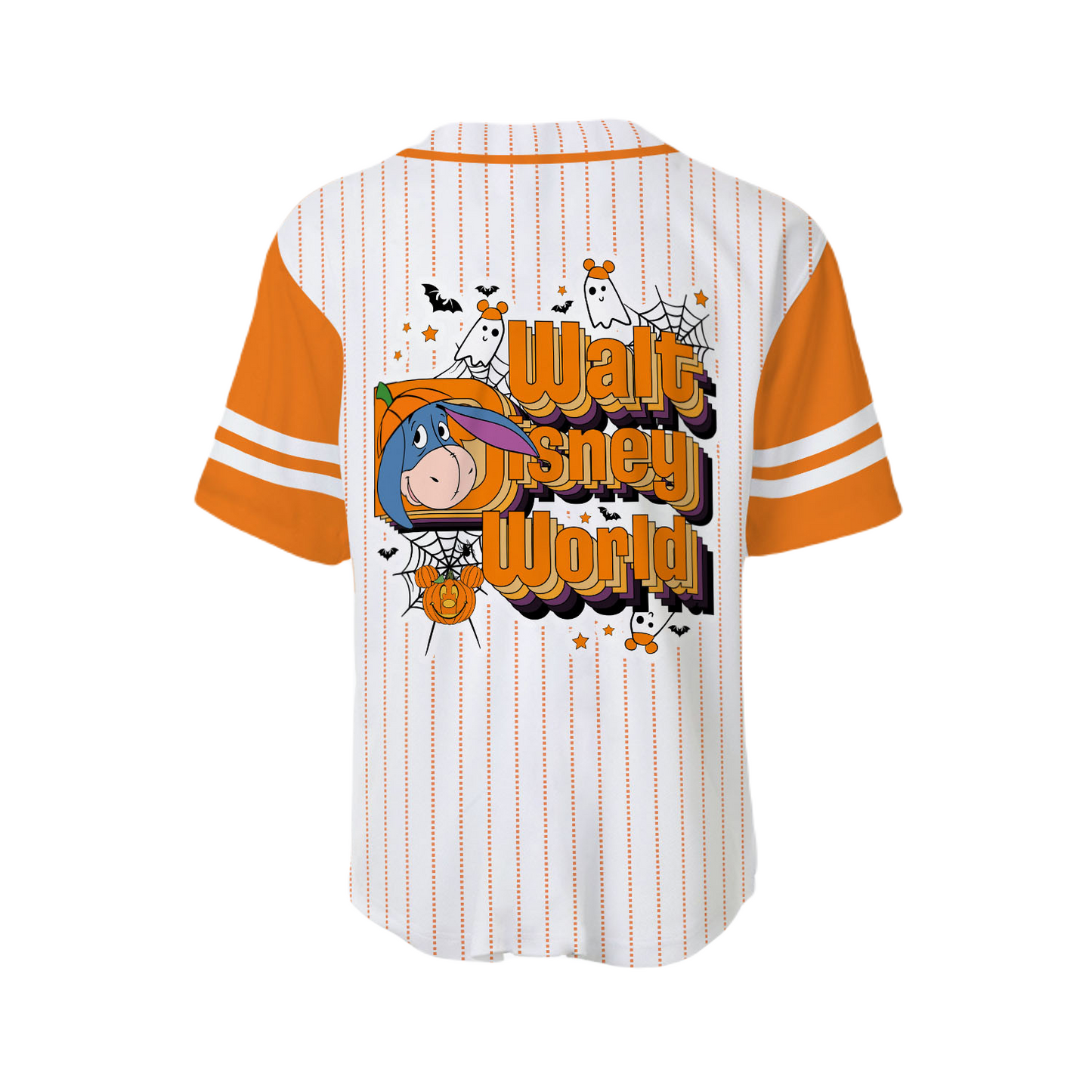 Winnie the Pooh Baseball Jersey Eeyore Walt Disney World Winnie the Pooh Jersey Shirt White Orange Unisex Adult