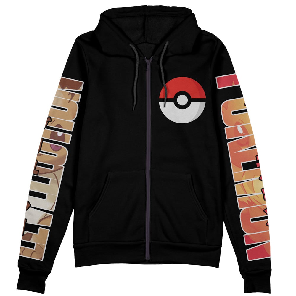 Pokemon Zip Hoodie All Types Of Eeveelution Zip Hoodie Black Unisex - Cozy Hoodie For Cold Weather