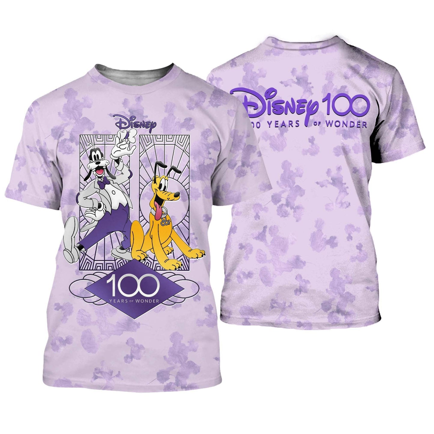 Disney T-Shirt Goofy And Pluto Disney 100 Years Of Wonder T-Shirt Purple Unisex Adults New Release - Trendy Gift For Men & Women